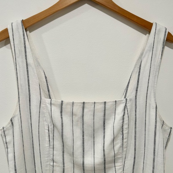 Old Navy Square-Neck Linen-Blend Mini Dress - Neutral Stripe - Large - Breezy! - Picture 4 of 8